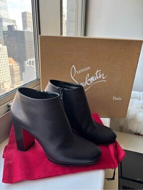 Christian Louboutin Pasteur 100 Block Heel Ankle Boots, size 36.5